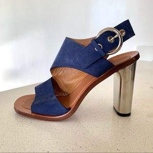 Céline Blue Suede and Silver Heels EU38 7.5 NWT
